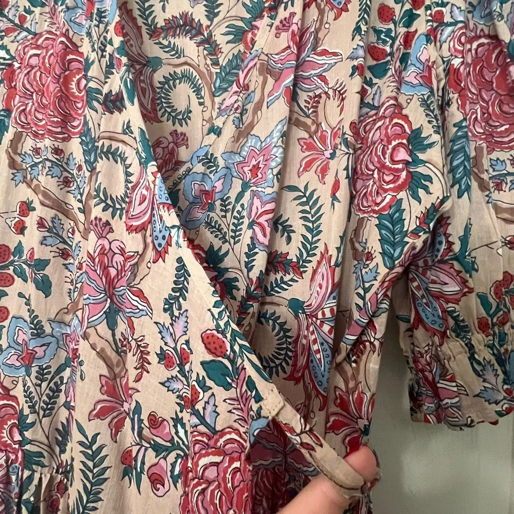 For Love And Lemons Pink and Blue Floral Wrap Maxi Dress - Picture 9 of 14